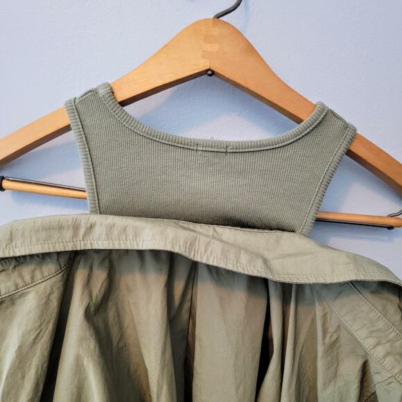 Monrow Evereve Poplin Tank Shirt Laurel Green Size M - Picture 8 of 11